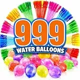999 Stück Wasserbomben Selbstschließend, Wasserbomben Wiederverwendbar, Schnellfüllende Wasserballons für Wasserspielzeug Kinder Outdoor, Kinderpool, Strand & Garten Spiele