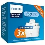 Philips Water Wasserfilter-Kartuschen Geschmack+, 3er-Pack, reduziert MIKROPLASTIK, CHLOR, KALK, SCHWERMETALLE