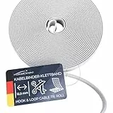 KabelDirekt – Kabelbinder Klettband – 5m Rolle, 12,5mm breit – zuschneidbare Klett-Rolle/Kabelmanagement mit Klettverschluss (wasserfest, umweltfreundlich, wiederverwendbar – weiß)