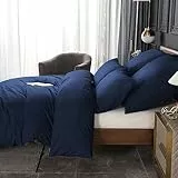 HENGWEI Bettwäsche 135x200 2teilig Marineblau Mikrofaser Bettwäsche-Set mit Reißverschluss,Extra Weich & bügelfrei Bettbezug 135x200cm mit Kissenbezug 80x80cm,90 g/m²