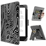 HoYiXi Universal Hülle für 6.8'' / 7' Paperwhite/Pocketbook/Tolino/Sony eReader Kompatibel mit/Kobo Clara HD/Kobo Clara 2E Leder Schutzhülle,6.8 Kindle Cover Case,Bergschwarz
