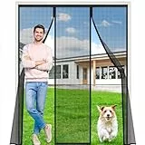 Doppeltür Fliegengitter mit Stärkere Magneten 145 * 265cm, 3,8cm Breiter Türkopf, Hände frei, Insektensicher, Tier- und Kinderfreundlich,Fliegengitter Magnet Tür Ideale für Schiebetür,Balkontür