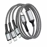 BLACKSYNCZE 100W USB C Multi Ladekabel [1.2M] 3 in 1 Ladekabel mit E-Mark Chip USB C auf Type C[100W]+Lightning[27W]+Micro[10W] für iPhone 15/14/13, Galaxy S24/S23, MacBook Pro/Air, Pad Pro, LG