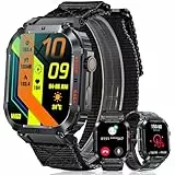 MEGALITH Smartwatch Herren Fitness Uhr: 1,96 Zoll Wasserdicht Sport Fitnessuhr mit Telefonfunktion - Tracker Schrittzähler Smart Watch Männer Kompatibel Android iOS