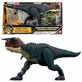 Mattel Jurassic World Dinosaurier-Actionfigur, Carnotaurus mit Lauf- und Beißaction und Brüllgeräuschen, Charge N Chomp, digitaler Spielspaß, JKG85