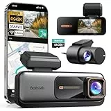 BOTSLAB 4K STARVIS Dashcam Auto Vorne Hinten, WiFi Autokamera Dashcam mit GPS, ADAS, Sprachsteuerung, Kostenlose 64GB Karte, Nachtsicht, WDR, 2,45' IPS, 24/7 Parküberwachung, Loop-Aufnahme