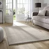 Taracarpet Supersoft kurzflor Teppich Fiona Wohnzimmer Schlafzimmer Kinderzimmer Flur Läufer waschbar rutschfest Uni Sand 160x230 cm