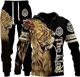 LEXAHO Unisex 3D Wolf Druck Hoodie Herren Jogginganzug Unisex Sweatshirts Hoody + Hose Sets S-6XL (Hoodie12,L)
