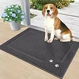 BEQHAUSE Fussmatte Innen, 60 * 90cm Schmutzfangmatte Waschbar, Fußmatte rutschfest und Waschmaschinenfest für Front Hintertür, Eingang, Flur, Dunkelgrau