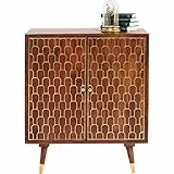 Kare Design Kommode Muskat, kleine Kommode, schmales Sideboard mit 2 Türen, mit goldenen Akzenten, Retro Look, Vintage, Wohnzimmer, Schlafzimmer, Flur, Aufbewahrung, Stauraum, (H/B/T) 90x75x40 cm