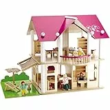 Eichhorn 100002513 - Villa, 27-teilig, inklusive Möbeln und 4 Puppen - 50x75x55cm - unmontiert