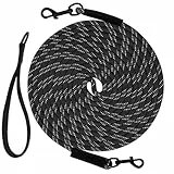 Taglory Schleppleine 10m für Hunde | Reflektierendes Seil | Doppelter Haken | 8mm Schwarz