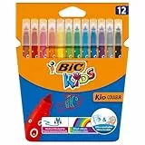 BIC Kids Fasermaler Kid Couleur (auswaschbare Filzstifte, 1 x 12 bunte Kinder Filzstifte, ab 5 Jahren, im Kartonetui)