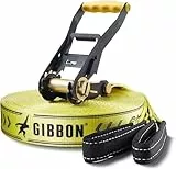 Gibbon Slacklines Classic Original Komplett-Set | 25m | TÜV Geprüft | Balance und Spaß mit Trampolin-Effekt | Perfekt für Anfänger und Fortgeschrittene | Ideal für Garten Park und Outdoor-Aktivitäten