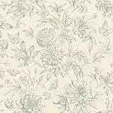 Rasch Tapete 793925 – Vliestapete in Cremeweiß mit floralem Muster im Vintage Stil in Grün - 10,05 x 0,53 (LXB)