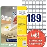 AVERY Zweckform L4731REV-25 Universal-Etiketten (4.725 plus 945 Klebeetiketten extra, 25,4x10mm auf A4, wieder rückstandsfrei ablösbar/abziehbar, bedruckbar, selbstklebende Aufkleber) 30 Blatt, weiß