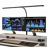 tomons Schreibtischlampe Klemmbar LED Dimmbar, Tischlampe Wohnzimmer mit Fernbedienungen, 24W 80CM Nachttischlampe Tageslichtlampe für Monitor, Studium, Büro, Lesen