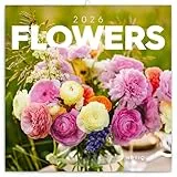 NOTIQUE Wandkalender 2026 Blumen Kalender, Broschürenkalender mit Monatskalendarium, Broschurkalender Kalender 30 x 30 cm (30x60 Geöffnet)