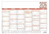 Zettler Arbeitstagekalender A4 2026 – Bürokalender groß 30 × 21 cm, 6 Monate pro Seite, Arbeitstage-, Tages- & Wochenzähler, Ferienübersicht, Feiertage, Mondphasen, Wandkalender kompakt, FSC Karton