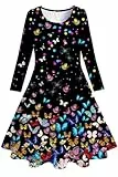 Belovecol Mädchen Kleid Langarm Schmetterling Kleider Casual Party Prinzessin Kleid für Mädchen 4-5 Jahre,S