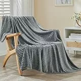 EMME Kuscheldecke Flauschige - 3D-Touch-Erlebnis 150x200cm Fleecedecke, Weiche Warme Wolldecke Überwurfdecke, Couchdecke, Decke für Sofa, Tagesdecke, Dunkelgrau