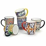 vancasso Kaffeetassen Set 6er, SIMI Tassen Set mit Henkel, 360ML Kaffeebecher Porzellan, Böhmisches Teetassen, kaffeeservice 6 personen