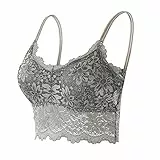 Bralette Damen Spitze -BH Ohne Bügel Gepolstert -Push Up BH Große Brüste Stretch Bustier mit Spaghetti-Träger Sexy Spitzen BH Top Komfort Sport Bra Weicher Klassische Bhs für Frauen