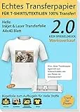 TransOurDream 40XA4+4 A3 Silikonpapier,ECHTE Inkjet/Laser Transferfolie Transferpapier,Textilienfolie für Tintenstrahldrucker,Laserdrucker,Bedruckbare Bügelfolie für helle T Shirts,transfer paper