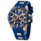 SAPPHERO Uhr Herren Herren Armbanduhr Chronograph Analogue Quartz Männer Uhren 3ATM Wasserdicht Großes Zifferblatt Silikon Bänder Business Military Sport Style Elegant Geschenk für männer