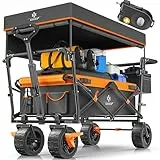 KESSER® Bollerwagen faltbar GT9000 Handwagen mit Dach | Transportwagen max. belastbar bis 150kg mit Hartgummi-Räder & Feststellbremsen (Vorne & Hinten) | Inkl. Schloss, Abdeckung, Wetter & Sichtschutz