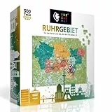 PuzzleMap Ruhrgebiet Puzzle Stadtplan - XXL 500 Teile - Mit Booklet & Faltkarte - 68x48cm Motivgröße - Reiseführer Geschenk Souvenir