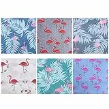 Milisten Baumwollstoff Nähstoffe Flamingo Bedruckte Stoff Patchwork Stoffbündel Stoffpaket für DIY Basteln Kunsthandwerk Nähen Scrapbooking Verpackung 50x40cm 6 Stück Grau