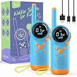 Kearui Walkie Talkie Kinder, Walkie Talkies Spielzeug für 3-12 Jahre, Aufladbar Funkgeräte Kinder mit VOX Funktion, LED Taschenlampe, Tastensperre für Abenteuer im Freien, Camping, Wandern (Blau)