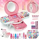 Kinderschminke Set Mädchen Spielzeug Geschenke - 66PCS Waschbar Schminkkoffer Kinder, Schminke Kinder Make Up Set Spiele, Toys for Girls Prinzessin Weihnachts Geburtstags Geschenke für Mädchen 4+Jahre
