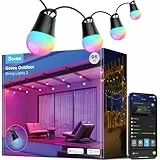 Govee Outdoor LED Lichterkette Außen 2, 30M Dimmbare RGBICW Lichterkette mit 16 Millionen Farben und 47 Szenenmodi, 100lm pro LED Lebensdauer 25000h, IP65 Wasserdicht, Funktioniert mit Alexa, Google