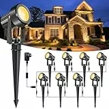 NATPOW Gartenbeleuchtung mit Strom, 8er Set/19M Warmweiß 3000K Gartenlampen für Draußen, 27V Gartenstrahler mit Erdspieß, IP65 Wasserdicht Gartenleuchten Set für Garten Rasen Pfad Bäume Außen