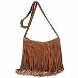 PACKOVE Damen Schultertasche Mit Fransen Elegante Retro Umhängetasche Quasten Handtasche Für Alltag Reisen Und Party Geräumig 13.4X11.4X4.3 Zoll Modisch Und Vielseitig