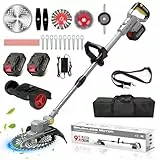 2025 Upgrade Akku Rasentrimmer, Freischneider Akku, Rasentrimmer akku Kompatibel mit Makita, freischneider mit unkrautbürste (Enthalten:750W Bürstenloser Motor,2X4.0Ah Akku,6 Klingentypen,Rucksack)