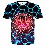 Hgvoetty Unisex 3D-Druck-Shirts, Bunte Weltraumgrafik-T-Shirts für Männer, Frauen, Teenager, ASD-Tunnel, XL