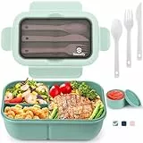 Sinnsally Brotdose mit Trennfächern Set,1250ml Lunchbox mit Fächern Erwachsene,Lunch Box Frühstücksdose,Brotbüchse Vesperbox mit Besteck,Brotzeitbox Brotbox Essensbox Jausenbox Vesperdose