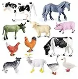12Pcs Mini Bauernhof Tierfiguren, Realistische Bauernhof Tierfiguren Spielzeug, Kunststoff Bauernhof Scheunentiere Spielset, Miniatur Bauernhof Tier Spielzeug Kuchendeckel, Pädagogisches Lernspielzeug