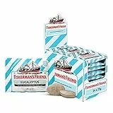 Fisherman's Friend Eucalyptus, 24er Vorratsbox, Eukalyptus und Menthol Geschmack, ohne Zuckerzusatz & vegan, Bonbons für frischen Atem, 24 x 25g