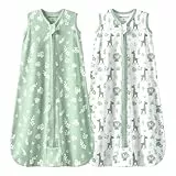 Mosebears Schlafsack Baby Sommer schlafsack 0.5 Tog Babyschlafsack 100% Baumwolle atmungsaktiv Babyschlafsack (2pack Grün, L(12-18 Months))