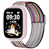 Blueshaweu Einstellbare Stoffarmbänder (22mm) für BIGGERFIVE Kinder-Smartwatch - Superweich, Dehnbar mit hoher Elastizität - Kompatibel mit BIGGERFIVE Brave und Brave2 Smartwatch (BunteStreifen)