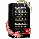Klarstein Weinkühlschrank, 1 Zonen Getränkekühlschrank Klein, Kleiner Weinschrank 74L, Wein-Kühlschrank Klein mit Glastür, Indoor/Outdoor Flaschenkühlschrank, Wine Fridge 5-18°C, 28 Flaschen