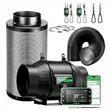 VIVOSUN Smart Rohrventilator 150mm/Abluftset AeroZesh T6 Pro mit GrowHub E42A+, Temperatur- & Feuchtigkeitsregler, WiFi/App-Fernsteuerung, Aktivkohlefilter und Abluftschlauch für Growzelte Hydroponik
