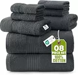 Utopia Towels 8-teiliges Handtücher aus 100% Baumwolle, weich und saugfähig für den täglichen Gebrauch, 2 Badetücher 69 x 137 cm, 2 Handtüchern 41 x 71 cm, 4 Waschlappen 30 x 30 cm (Grau)