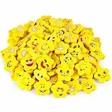 KOOGEL Lachgesicht Radiergummis,Sternförmige, 100 Stück Gelbe Radiergummis, Ideal für Kinder, Schüler, Gastgeschenke & Geburtstage