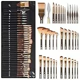 Nicpro 36 Stück Pinselset, professionelle Pinsel mit Spachtel und Stoffrolle, Künstlerpinsel, Aquarellpinsel, pinselset Acrylfarben, Feine Pinsel, Paint Brush für malen, Gouachemalerei, Öl-