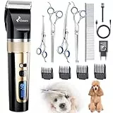 Gimars 6-in-1 Hundeschermaschine mit Profi Scheren-Set, 7000 U/min Leise Hunde Schermaschinen, Aufladbarer Kabellose Hundehaarschneidemaschine, Tierhaarschneidemaschine Hunderasierer für dichtes Fell